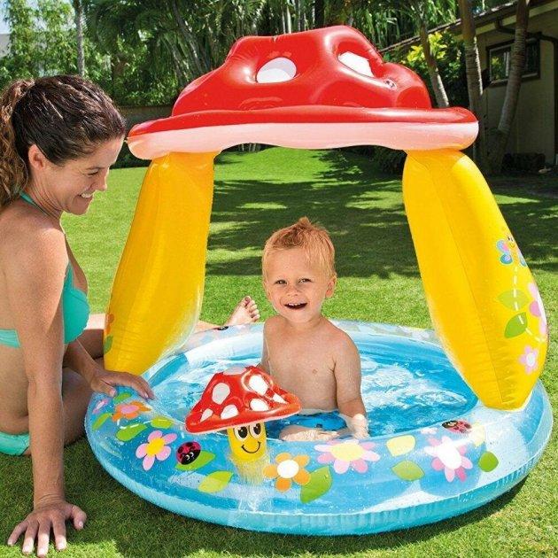 Дитячий надувний басейн Intex Грибочок 45 л 102х89 см вініл Різнобарвний (IP-167875)