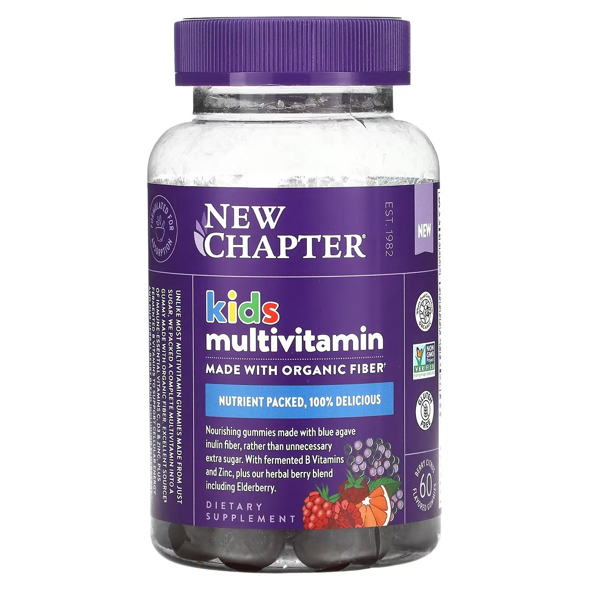Мультивітаміни для дітей, ягідно-цитрусовий смак, Kid's Multivitamin, New Chapter, 60 жувальних цукерок, фото 1