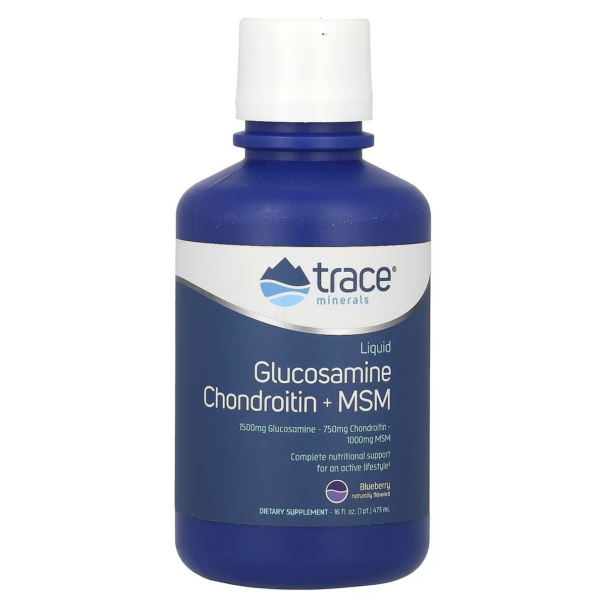 Рідкий глюкозамін, хондроїтин та МСМ , смак лохини, Liquid Glucosamine Chondroitin MSM, Trace Minerals, 473 мл