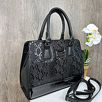 Стильная женская сумка с ручками, сумочка для женщин черная лаковая хорошее качество