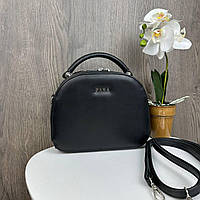 Кожаная женская сумка каркасная стиль Зара черная, мини сумочка из натуральной кожи хорошее качество