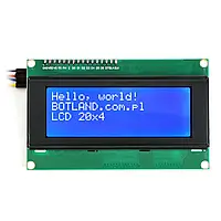 LCD дисплей 4x20 символов синий + преобразователь I2C LCM1602