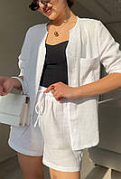 Жіночий стильний костюм з натуральної тканини муслін