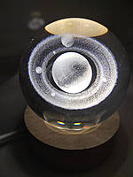 Декоративний Нічник 3D Кришталева куля "Сатурн"