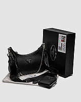 Prada Re-Edition 2005 Saffiano Leather Bag Black 23 x 12 x 6 см женские сумочки и клатчи хорошее качество