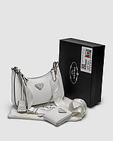 Prada Re-Edition 2005 Saffiano Leather Bag White 23 x 12 x 6 см женские сумочки и клатчи хорошее качество