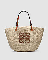 Loewe Paula's Ibiza Small Leather-Trimmed Woven Raffia Tote 47 х 30 х 6 см женские сумочки и клатчи хорошее