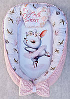 Кокон-позиционер принт для новорожденных "Little Princess" розовый