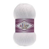 Пряжа (нитки) Alize Cotton Gold (котон голд) цвет 55 белый