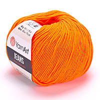Пряжа (нитки) YarnArt Jeans цвет 77 оранжевый неон
