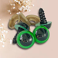 Глазки для мягких игрушек Ø 14 мм + крепеж, зеленые (2 шт)