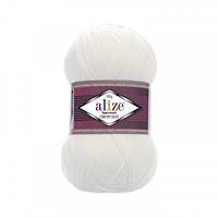 Носочная пряжа (нитки) Alize Супервош 100 (Superwash Comfort Socks) цвет 55 белый