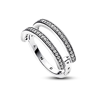 Серебряное кольцо Пандора Pandora с двойной лентой и паве 192779C01