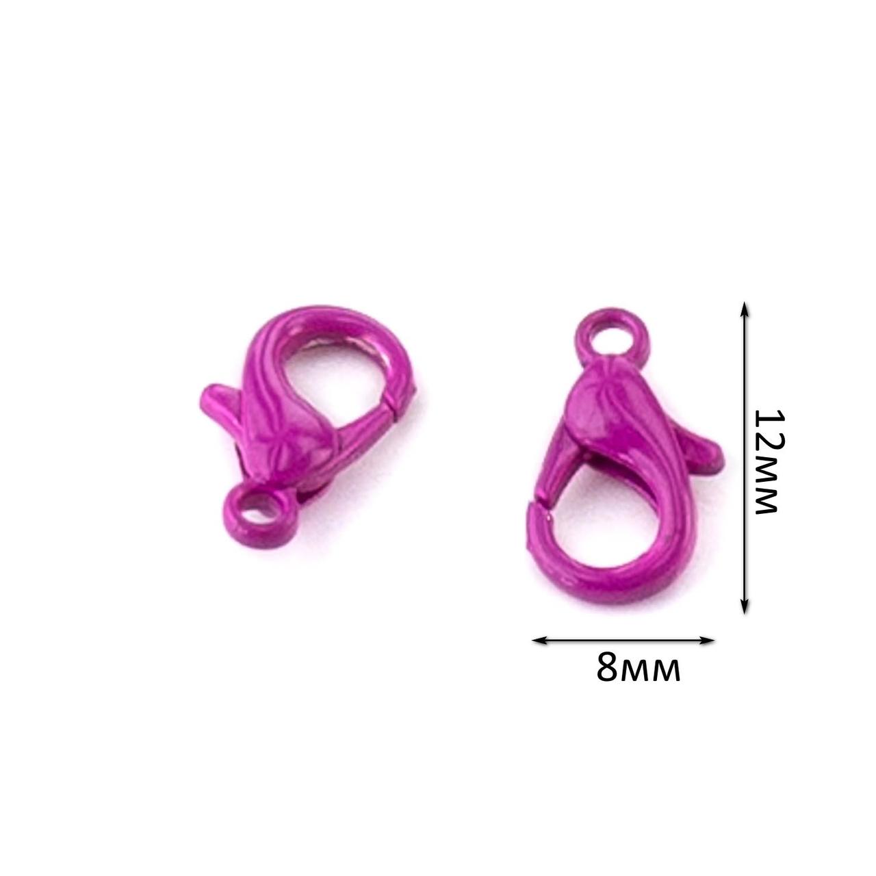 Застібка карабін 1 шт малинова 12мм ZST031, фото 1