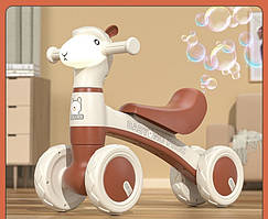 Дитячий чотириколісний музичний беговел-велосипед з мильними бульбашками 518 від 10 місяців