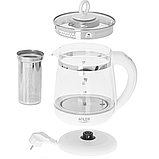 Скляний електрочайник 1,5 л Adler AD 1299 з заваркою і контролем температури Польща, фото 7