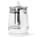 Скляний електрочайник 1,5 л Adler AD 1299 з заваркою і контролем температури Польща, фото 4