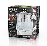 Скляний електрочайник 1,5 л Adler AD 1299 з заваркою і контролем температури Польща, фото 9