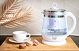 Скляний електрочайник 1,5 л Adler AD 1299 з заваркою і контролем температури Польща, фото 10