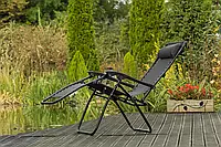 Дачное складное кресло с сетчастого нейлона 7 кг, Шезлонг садовый регулируемый с подушкой и подстаканником tac