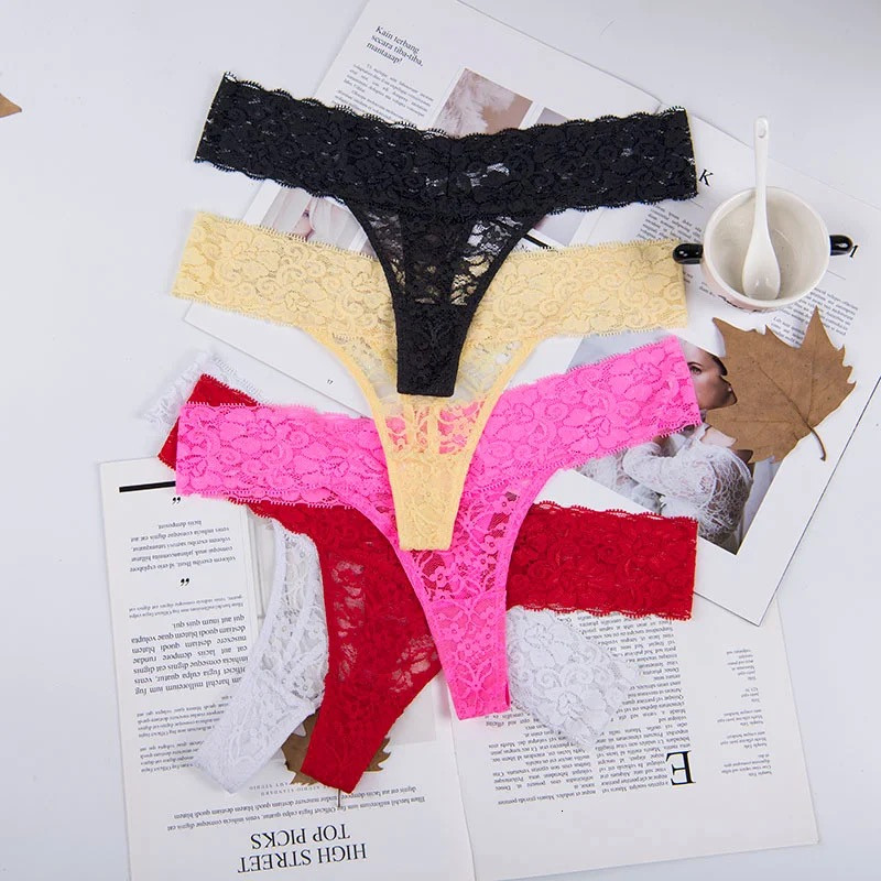 Трусики мереживні стрінги (р. L, чорний), фото 1