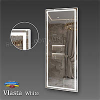 Зеркало настенное VLASTA WHITE в алюминиевой раме, с подсветкой LED 1200х700 мм
