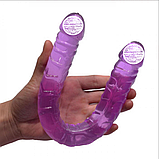 Двосторонній фаллоїмітатор для пар, фалоїмітатор із подвійною головкою гнучкий, інтимні іграшки, фото 3