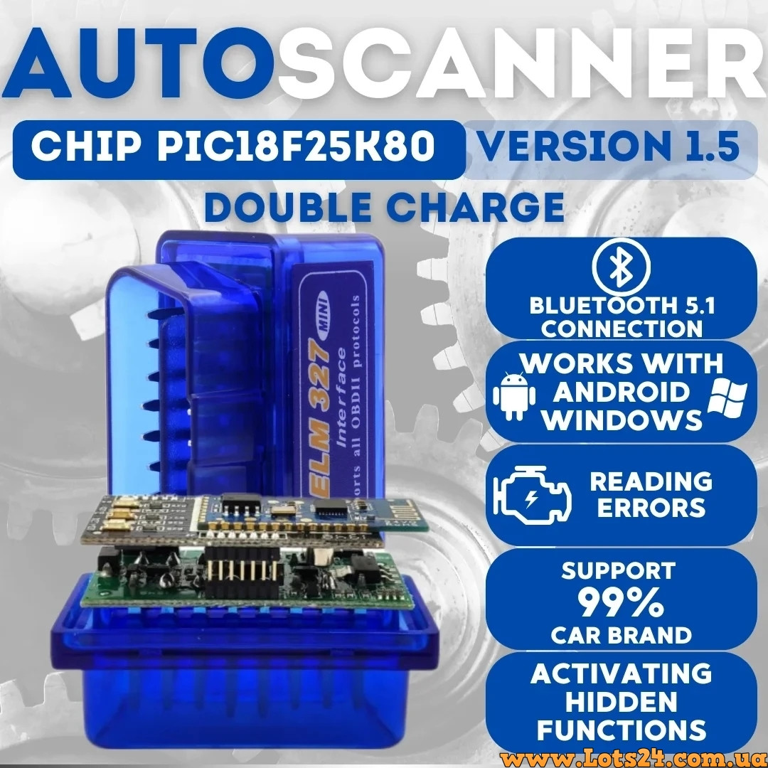 Автосканер obd2 elm327 2 плати версія v1.5 чіп pic18f25k80 діагностичний адаптер авто сканер elm327 v1.5 bluetooth