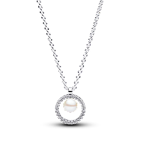 Серебряное колье Pandora Пандора с жемчужиной и паве 393165C01