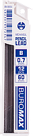 Стержни для механического карандаша (0.7мм, B, 12шт) BUROMAX BM.8664