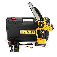 Аккумуляторная щеточная мини пила DeWalt DCM190HN Автосмазка (24V 5Аh) цепь 1/4" Шина 20см АКБ Деволт