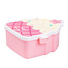 Дитячий ланч бокс на дві секції 950 мл пластиковий з вилкою та ложкою "Тістечко" Рожевий HP12271P, фото 3