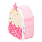 Дитячий ланч бокс на дві секції 950 мл пластиковий з вилкою та ложкою "Тістечко" Рожевий HP12271P, фото 4