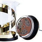 Чайник прозорий заварювальний з френч пресом 800 мл  Золотий HP33540PGL, фото 3