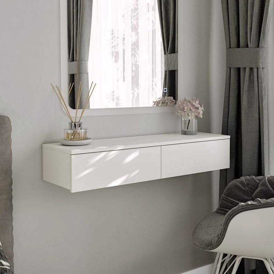 Підвісний туалетний столик для косметики в спальню, компактний настінний косметичний столик з 2 шухлядами, фото 1