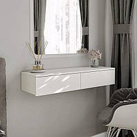 Подвесной туалетный столик для косметики в спальню, компактный косметический столик настенный с 2 шухлядами