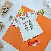 Вишиванка белая з коротким рукавом 9-12місяців 74-80 розмір