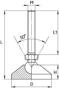 Опора регульована сталева діам.60мм М16 L=150мм рухома, фото 2