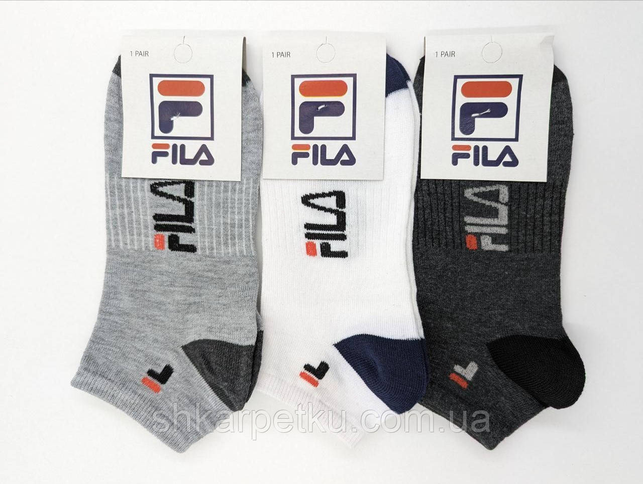 Жіночі короткі спортивні шкарпетки емблема "F" кольорова п'ятка,  літні  бавовна, 36-40 12 пар/уп мікс кольорів, фото 1