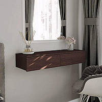 Подвесной туалетный столик для косметики в спальню, компактный косметический столик настенный с 2 шухлядами Венге