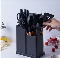 Профессиональный Набор ножей и кухонных принадлежностей (19 Предметов) Черный