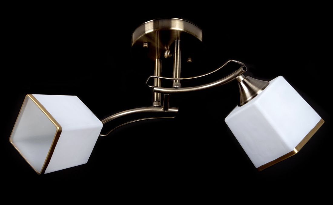 Бронзова стельова люстра на 2 плафони L520*W280*H240