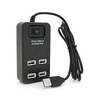SM Хаб USB 2.0 4 порта, Black, 480Mbts питание от USB, с выключателем, Blister Q100