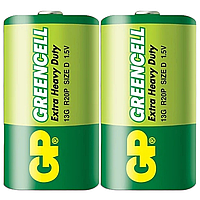 Батарейка солевая GP Greencell 13G-S2 R20 D (большой бочонок) 1.5V трей 2шт/уп