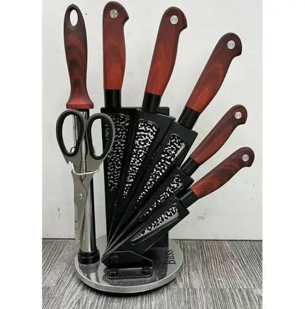 Набір ножів з нержавіючої сталі з підставкою Kitchen knife B12418 (8 предметів), фото 1