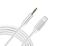 Кабель аудио переходник AUX Cable MH025 Lightning To 3.5 Jack, в авто, белый