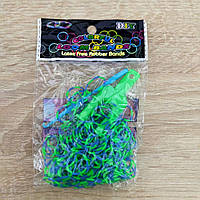 Резинки для плетения в пакете 200 штук зелено-синие
