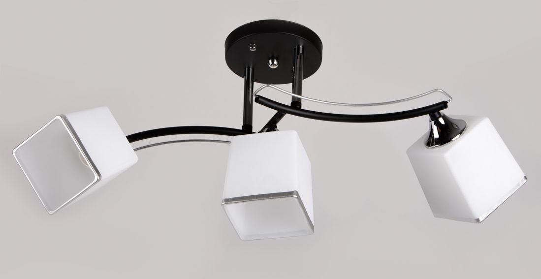 Стельова люстра на 3 плафони чорна L620*W280*H260