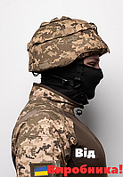 Кавер на каску МІЧ Маскування чохол на армійський шолом із крилежом для окулярів колір піксель if168