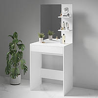 Элегантный туалетный столик с зеркалом и полками для женщин, косметический столик для макияжа с шухлядой Белый